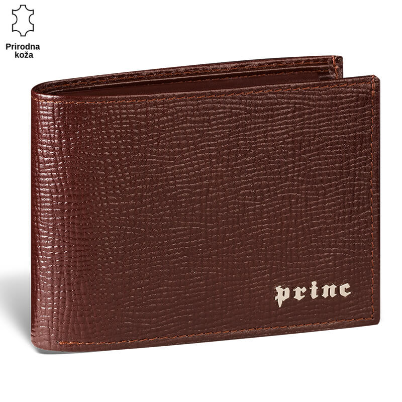 1101BRAON Braon kožni novčanik Princ od prave kože sa reljefnim uzorkom.