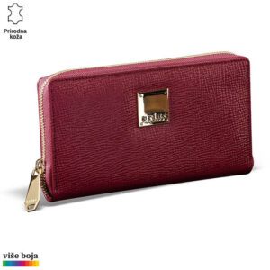 Elegantni kožni novčanik u bordo boji sa zlatnim detaljima