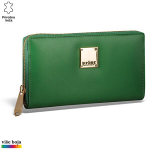 Zelena kožna ženska tašna sa zlatnim detaljima