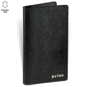 Crni kožni etui sa teksturom marke Princ Leather.