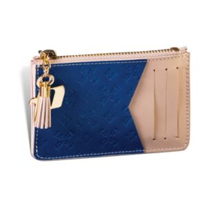 Kožna futrola Princ Leather sa plavim reljefnim detaljima i bež sivim džepovima