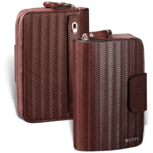 MUŠKA KOŽNA TAŠNICA PLETENA LUXURY 3 Pletena kozna torbica, otpozadi i spreda, braon boje od rebraste koze