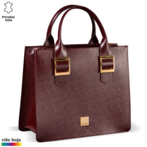 Braon kožna torba sa zlatnim kopčama