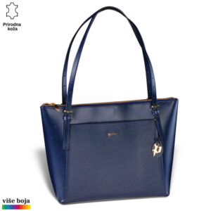 Plava kožna torba sa dužim ručkama