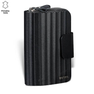 MUŠKA KOŽNA TAŠNICA PLETENA LUXURY 2 Crna kozna torbica sa ukrasnim šarama