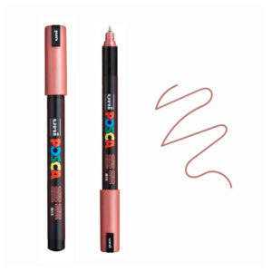 Crveni Posca marker sa crnim telom i šarenim logotipom