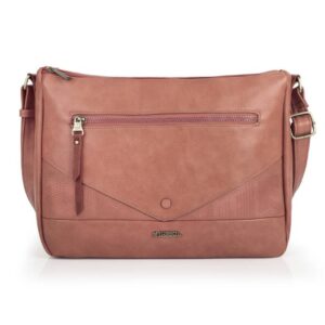 Braon torba sa prednjim džepom i metalnim detaljima