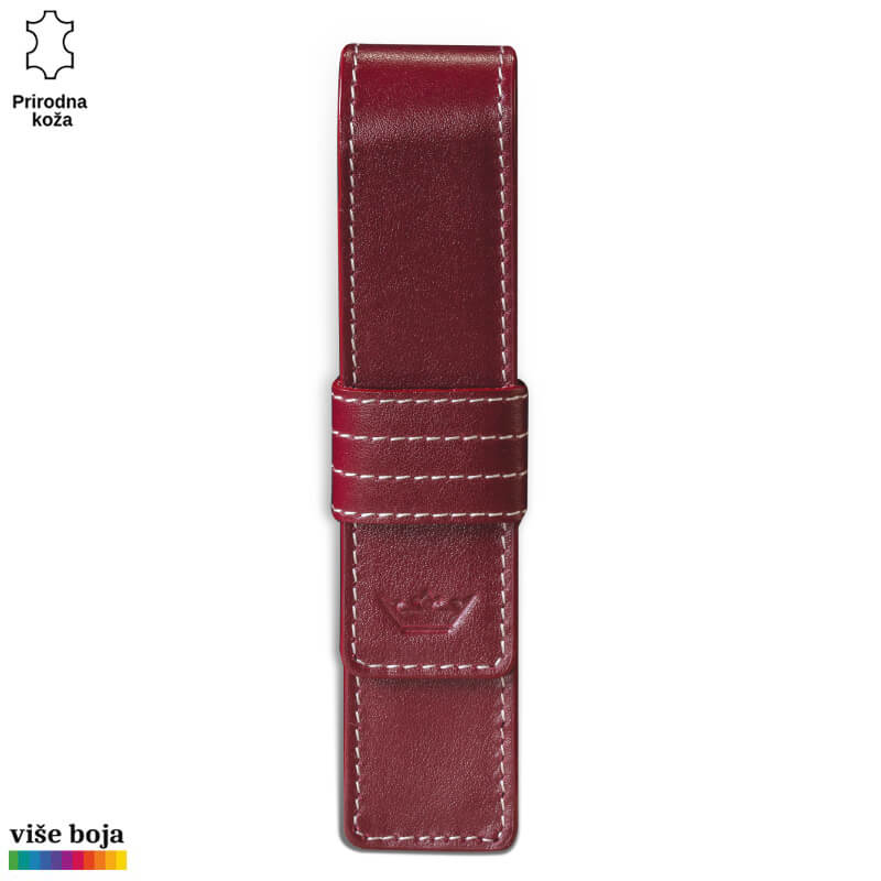 305bordo Kožna futrola za olovku bordo boje sa belim šavovima