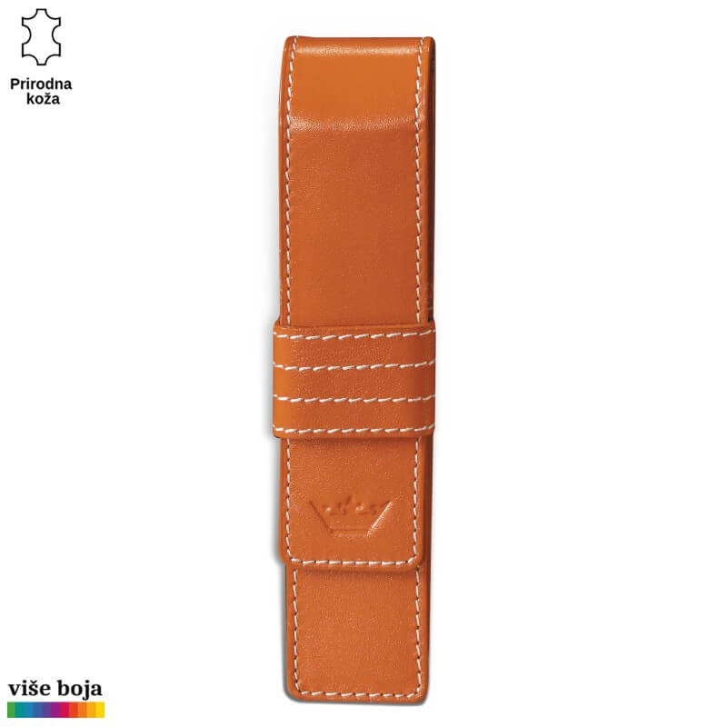 305nara Futrola za olovku, od kože sa belim koncem, naradzasta boja