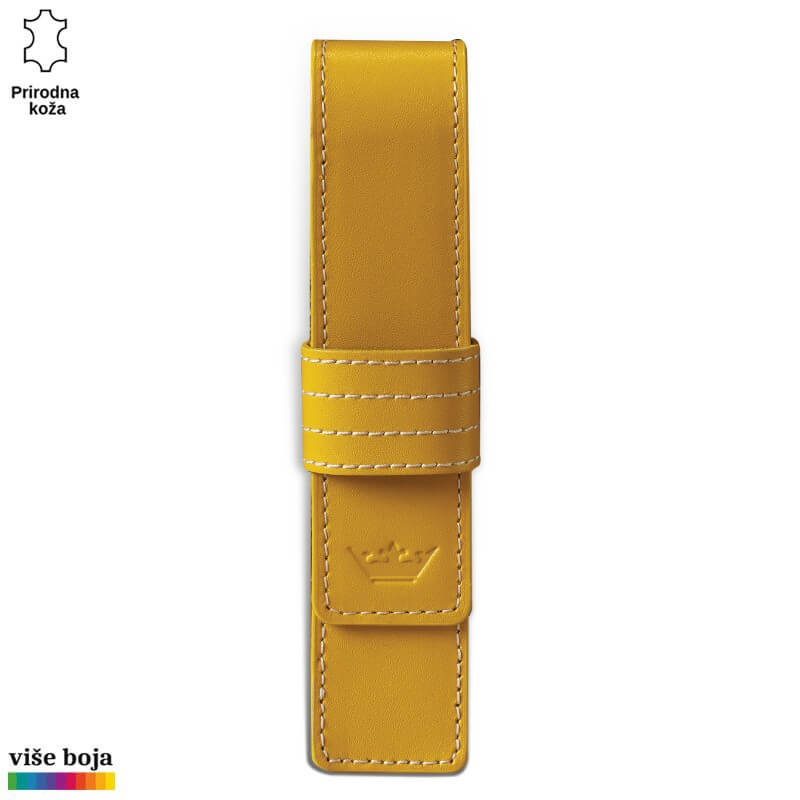 305zuta Žuti držač za olovke od prave kože marke Princ Leather sa ugraviranim logotipom