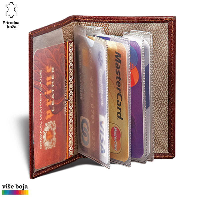306-2 Etui za kartice kožni, braon boje brend Princ Leather, sa karticama unutra
