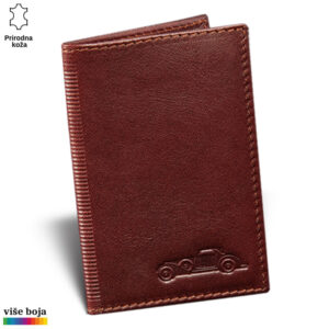 ETUI ZA KARTICE MINI 5 Braon kožni novčanik sa utisnutim automobilom