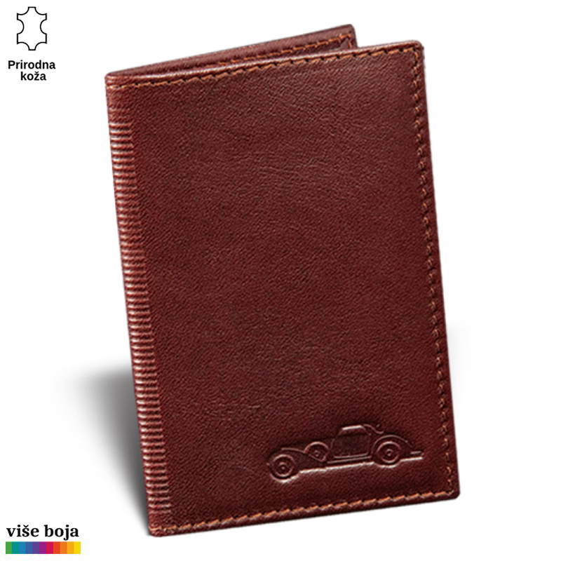 306braon Braon kožni novčanik sa utisnutim automobilom