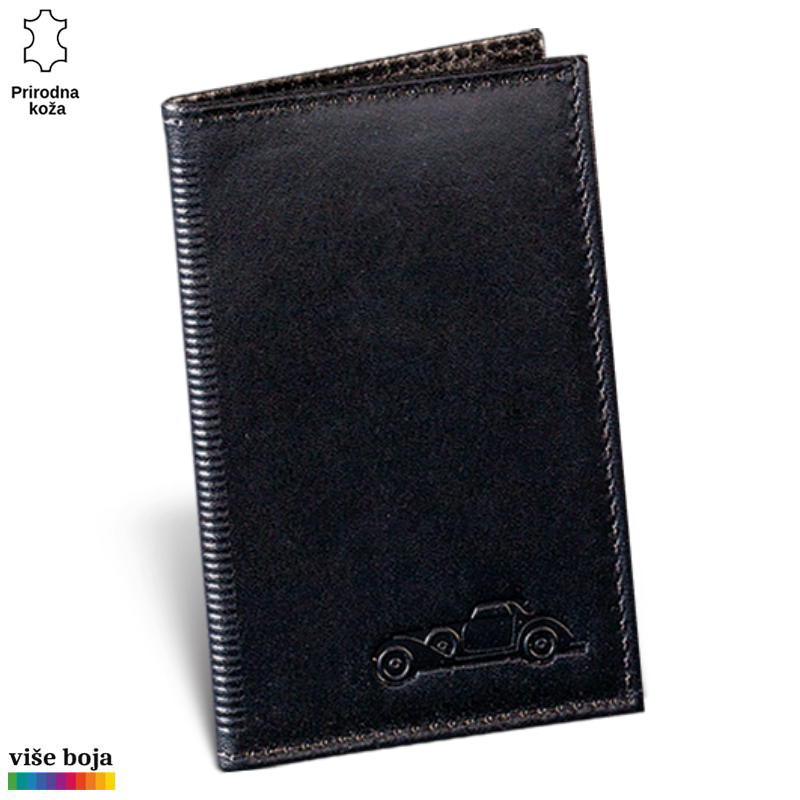 306crna Crni kožni novčanik sa utisnutim automobilom