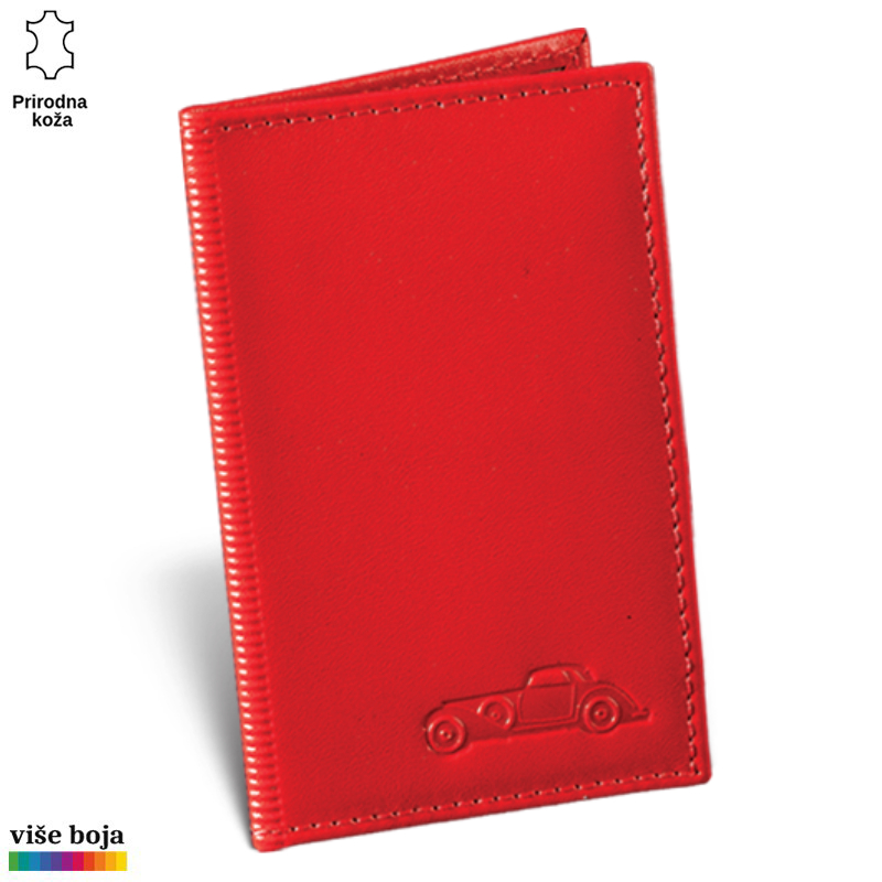 306crvena Crveni kožni novčanik sa reljefom automobila