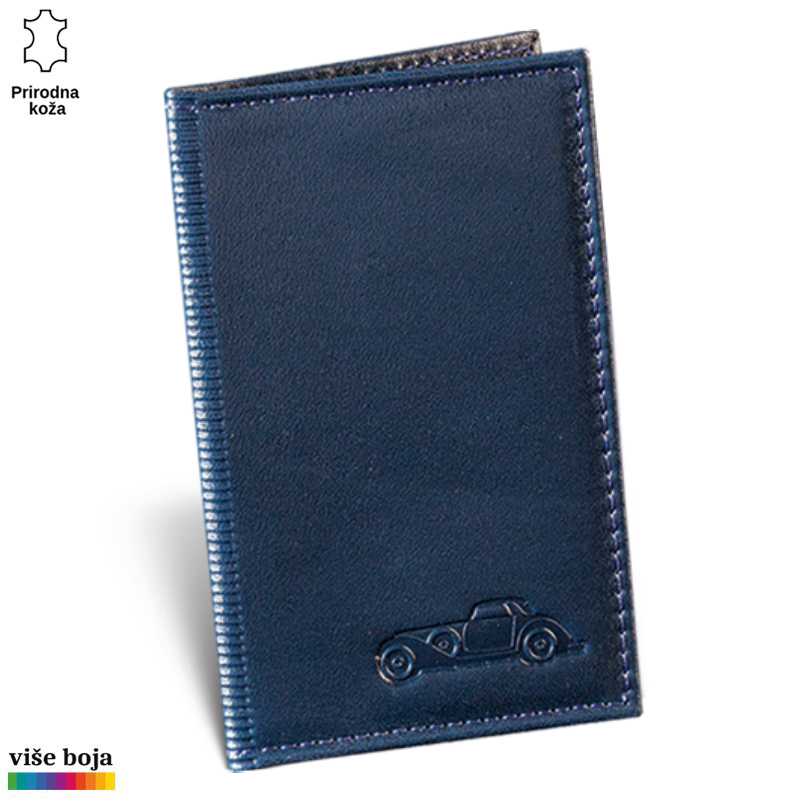 306teget Plava kožna futrola sa utisnutim automobilom