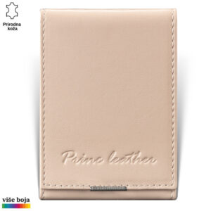 ETUI ZA KARTICE 6 Bež novčanik od prirodne kože sa utisnutim logotipom Princ Leather.