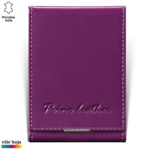 ETUI ZA KARTICE 15 Ljubičasti kožni novčanik Princ Leather sa istaknutim šavovima i ugraviranim imenom brenda.