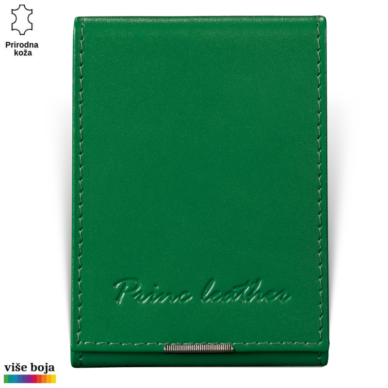 307zelena (1) Zeleni kožni novčanik Princ Leather sa elegantnim sivim šavovima.