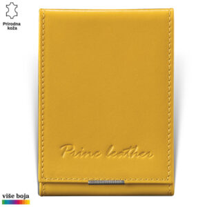 ETUI ZA KARTICE 7 Žuti kožni novčanik sa ugraviranim nazivom brenda "Princ Leather".