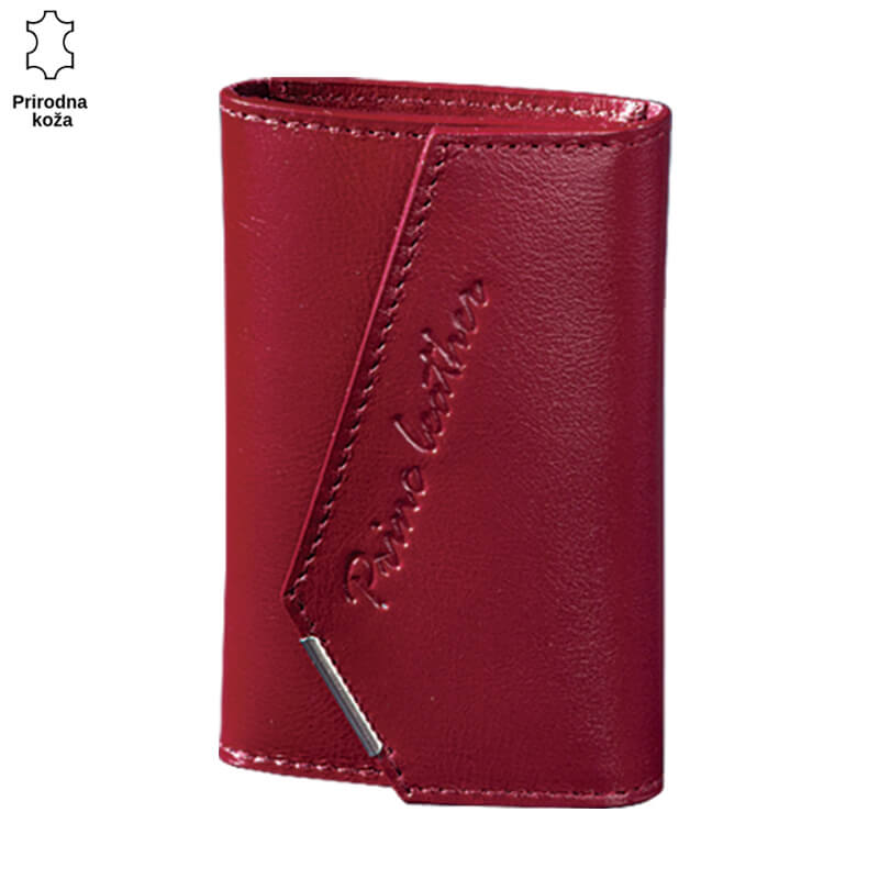 312bo Crveni kožni novčanik Princ Leather sa utisnutim nazivom brenda.