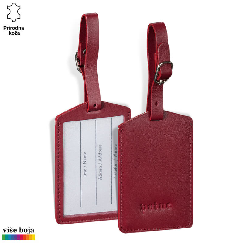 314 Crveni kožni privesci za prtljag sa prostorom za ime i adresu
