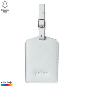 IDENTIFIKACIJA ZA TORBE 11 Princ Leather svetloplava kožna priveska kartica sa natpisom.