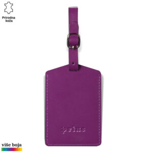 IDENTIFIKACIJA ZA TORBE 8 Ljubičasta kožna etiketa za prtljag sa kaišem i metalnom kopčom