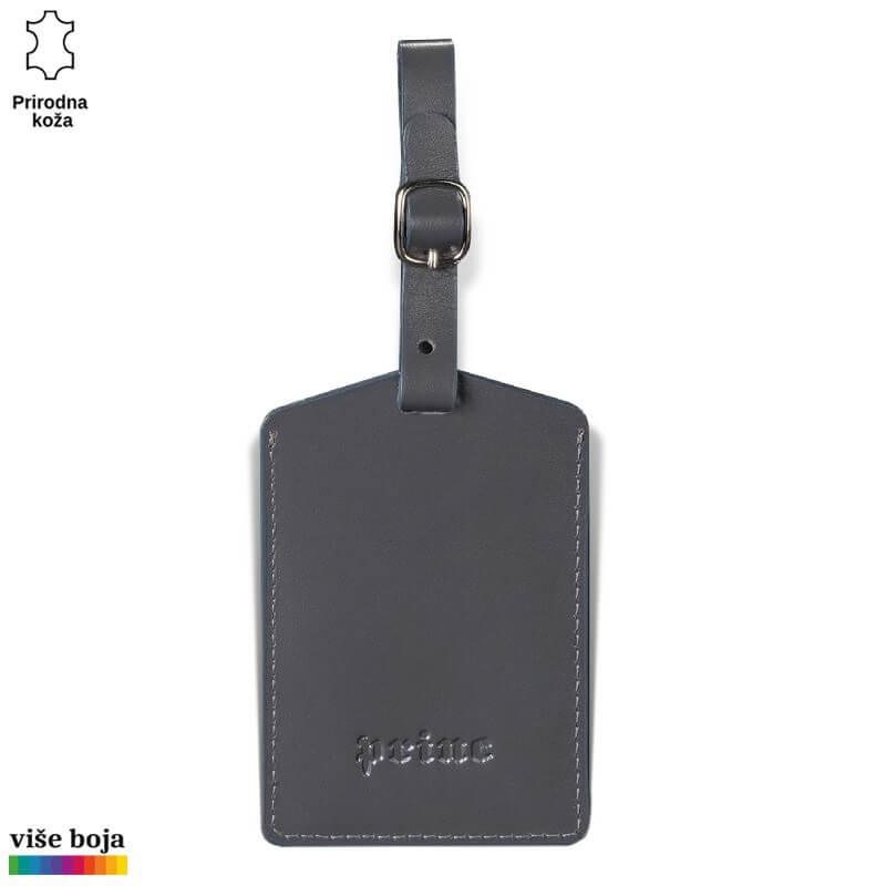 314siva Kožni privesak za prtljag u sivoj boji sa rečju "Princ" utisnutom na prednjoj strani. Brend Princ Leather.