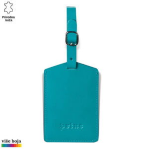 IDENTIFIKACIJA ZA TORBE 15 Plava kožna oznaka prtljaga sa brendom Princ Leather i metalnom kopčom.