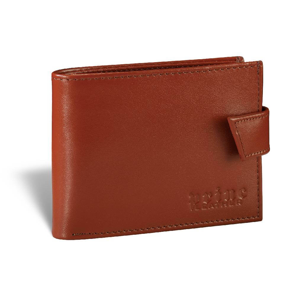 3251viski Smeđi kožni novčanik sa logotipom Princ Leather urezanim u donjem desnom uglu.