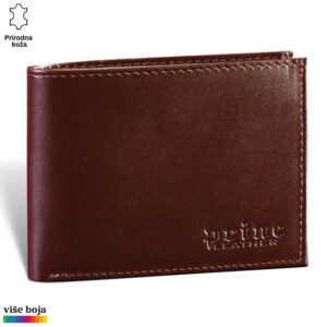 MUŠKI KOŽNI NOVČANIK ALFA 4 Braon kožni novčanik Princ Leather sa umetnutim logotipom brenda i oznakom za prirodnu kožu.