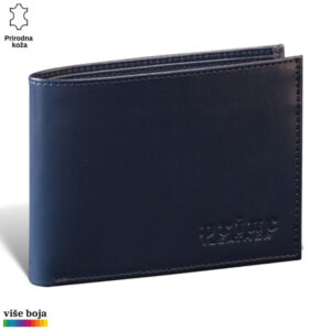 MUŠKI KOŽNI NOVČANIK ALFA 6 Elegantni crni novčanik od prave kože sa logom Princ Leather