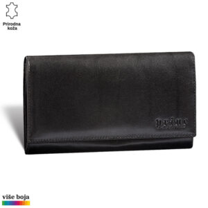 ŽENSKI KOŽNI NOVČANIK ALFA 5 Kožna crna tašna sa urezanim logotipom Princ Leather.