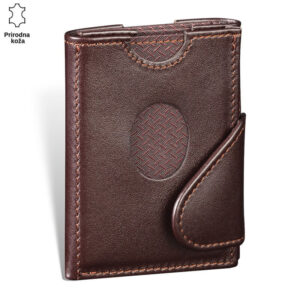 Braon kožni novčanik sa zaobljenim preklopom