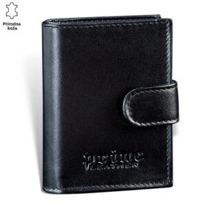 Crni kožni novčanik sa utisnutim logom Princ Leather