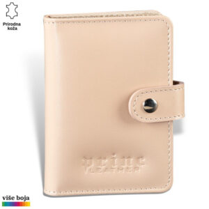 ETUI HARMONIKA 5 Svilenkasta bež futrola za dokumenta od prirodne kože sa reljefnim logotipom Princ Leather i metalnom kopčom