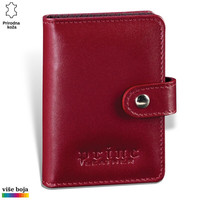 349bordo Crveni kožni novčanik sa utisnutim logom Princ Leather