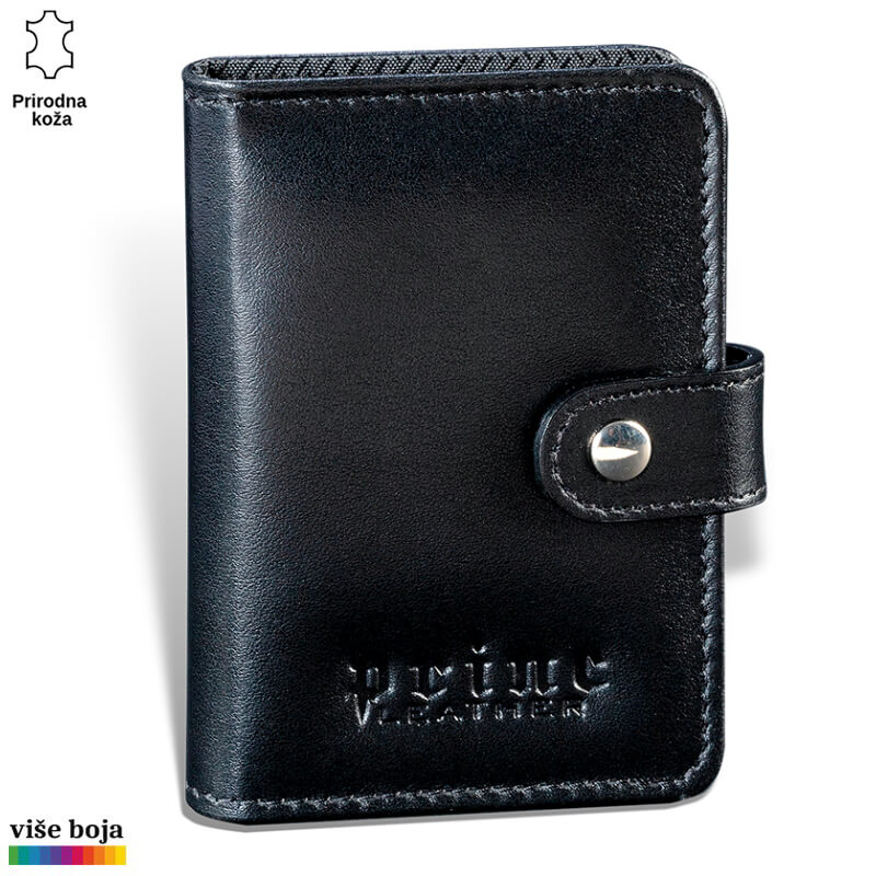 349crna Crni kožni novčanik sa utisnutim logom brenda Princ Leather