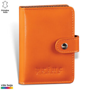 ETUI HARMONIKA 8 Narandžasti kožni novčanik sa dugmetom