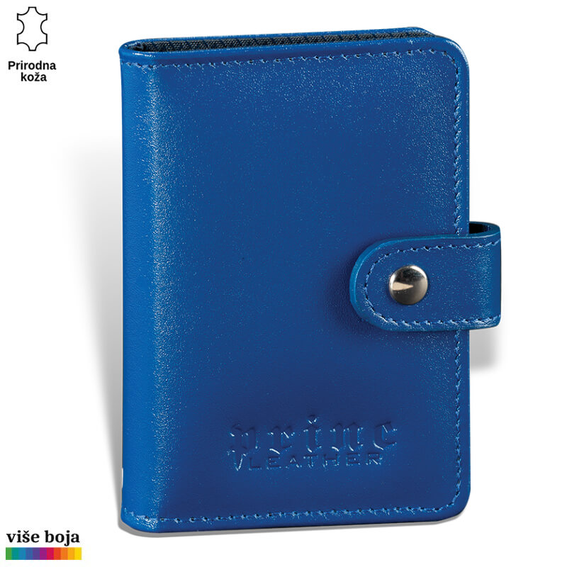 349plava Plavi kožni novčanik sa zatvaračem na dugme