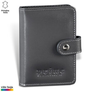 ETUI HARMONIKA 12 Kožni novčanik sive boje sa utisnutim logom Princ Leather