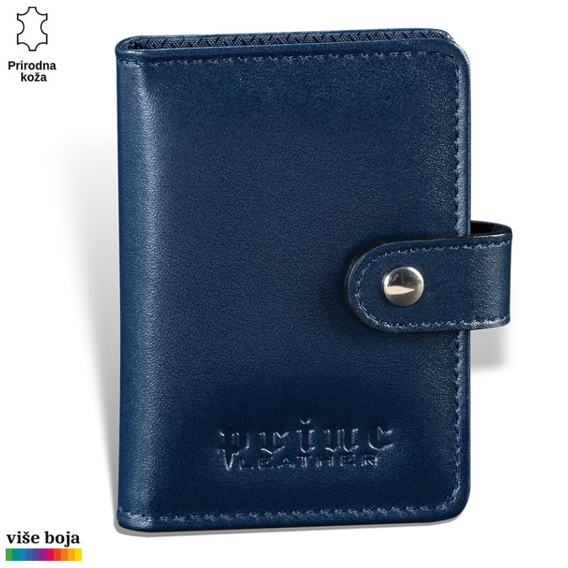 349teget Tamno plavi kožni novčanik sa dugmetom