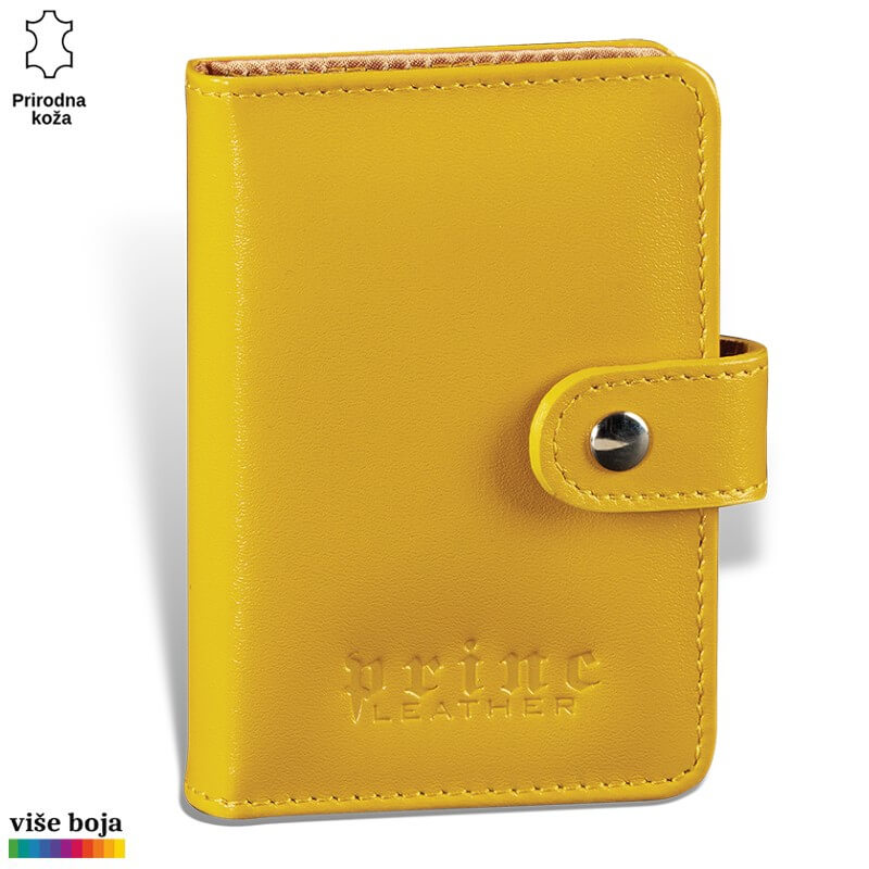 349zuta Žuti kožni novčanik Princ Leather sa dugmetom za zatvaranje.