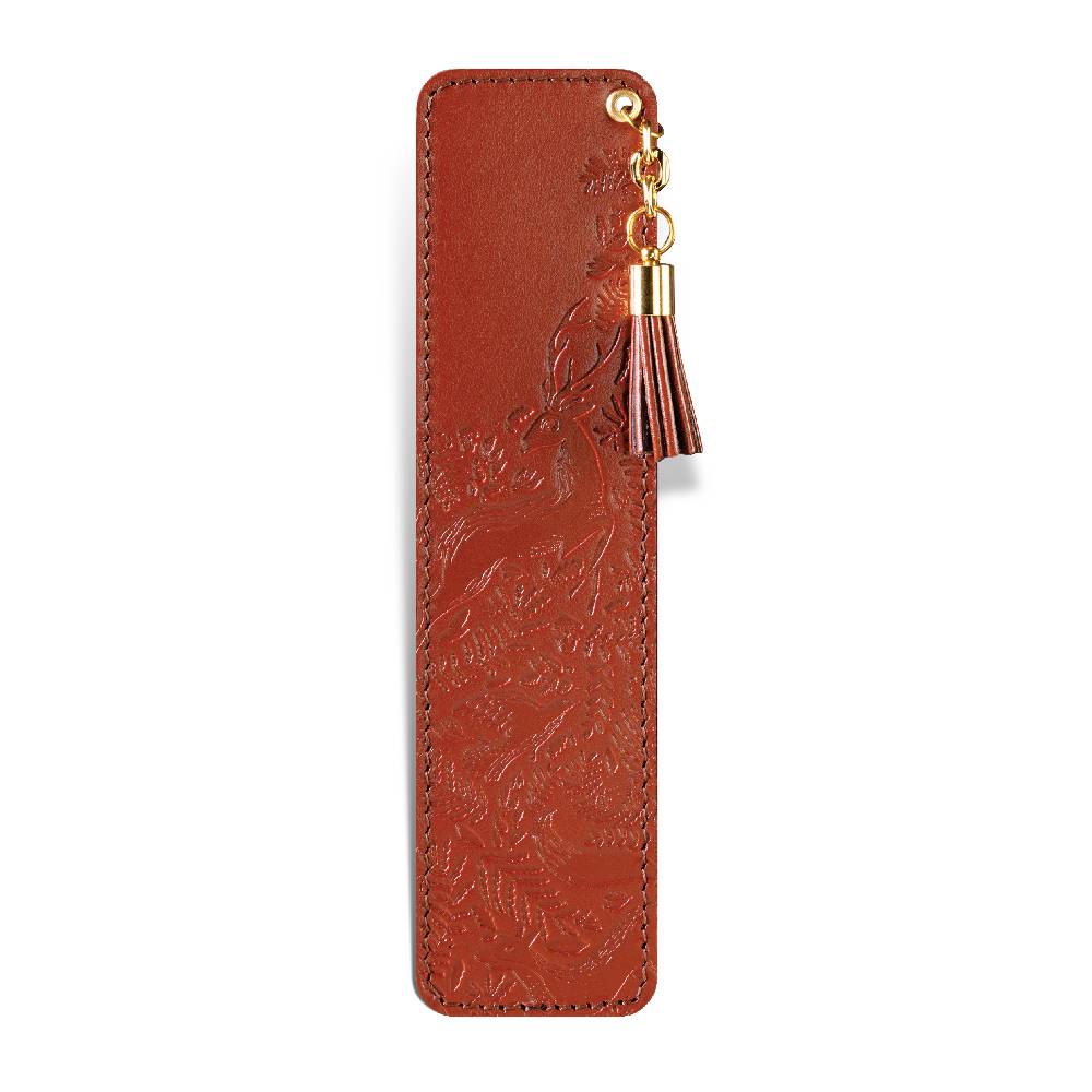 350v Smeđa kožna traka za knjige sa reljefnim uzorkom i kićankom