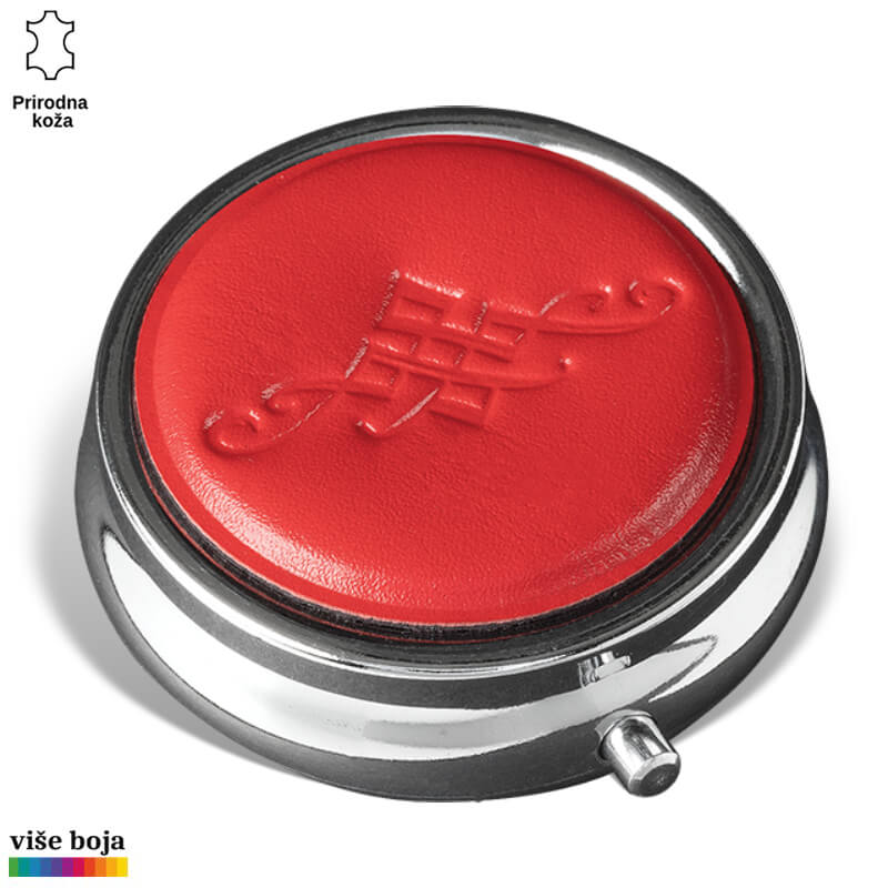 355crvena Crveni kožni privjesak sa uzorkom na srebrnoj podlozi