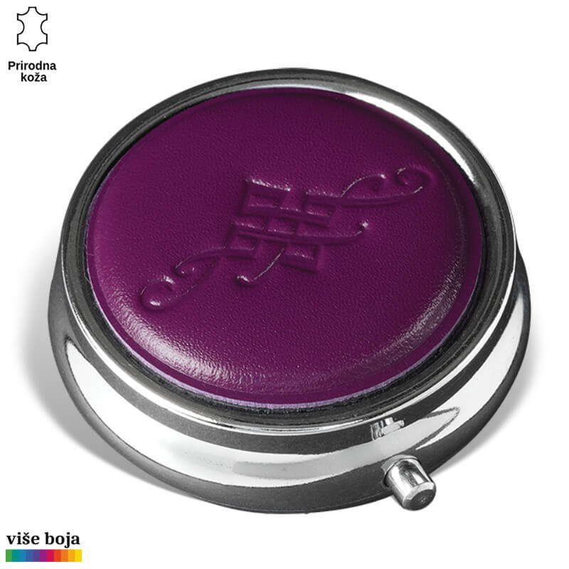 355ljubi Tamno ljubičasta okrugla kutija sa graviranim ornamentom