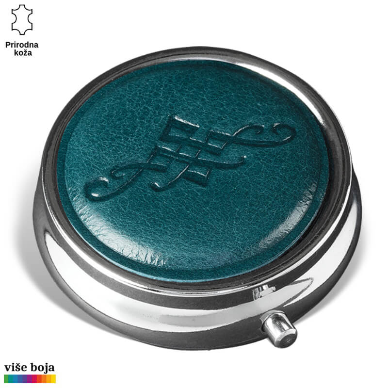 355petrol Zeleni kožni privezak sa gravurom