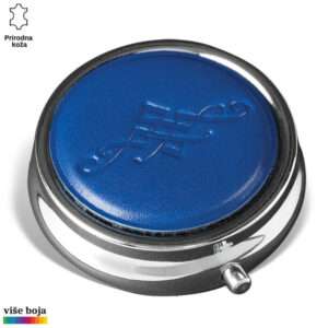 DŽEPNA KUTIJA ZA LEKOVE 9 Plava okrugla futrola za kovanice brenda Princ Leather sa ugraviranim izrezbarenim detaljima