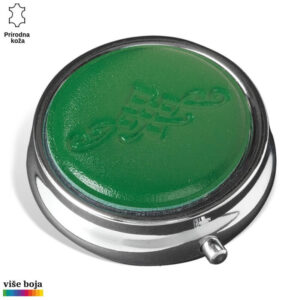DŽEPNA KUTIJA ZA LEKOVE 14 Zeleni kožni gumb sa utisnutim dekorativnim uzorkom